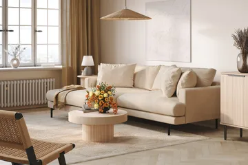 Menard 4-sits Vänstervänd L-formad Divansoffa i Manchester - Beige - Products - Möbler - Soffa - Divansoffa & schäslongsoffa - 4 sits soffa med divan