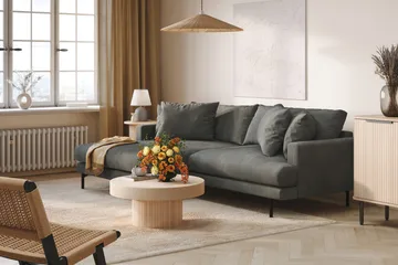 Menard 4-sits Vänstervänd L-formad Divansoffa i Manchester - Grå - Products - Möbler - Soffa - Divansoffa & schäslongsoffa - 4 sits soffa med divan