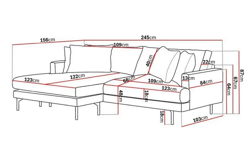 Menard 4-sits Vänstervänd L-formad Divansoffa i Manchester - Grå - Products - Möbler - Soffa - Divansoffa & schäslongsoffa - 4 sits soffa med divan