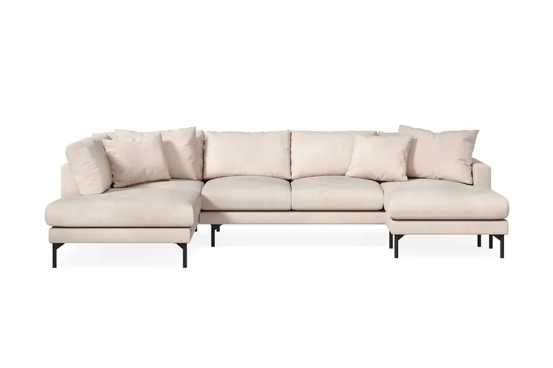 Menard 4-sits Vänstervänd Stor U-formad Djup Large Soffa med Divan och Schäslong i Manchester, Beige