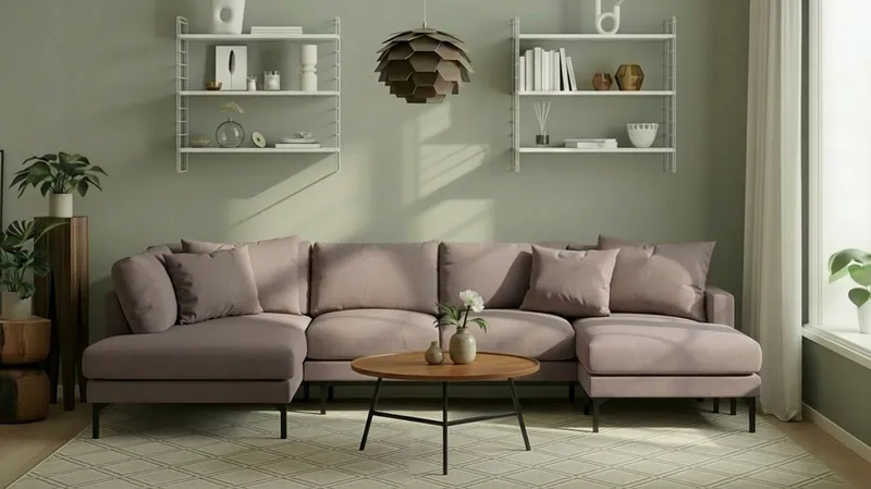Menard 4-sits Vänstervänd Stor U-formad Djup Large Soffa med Divan och Schäslong i Tyg - Brun - Products - Möbler - Soffa - Divansoffa & schäslongsoffa - 4 sits soffa med divan