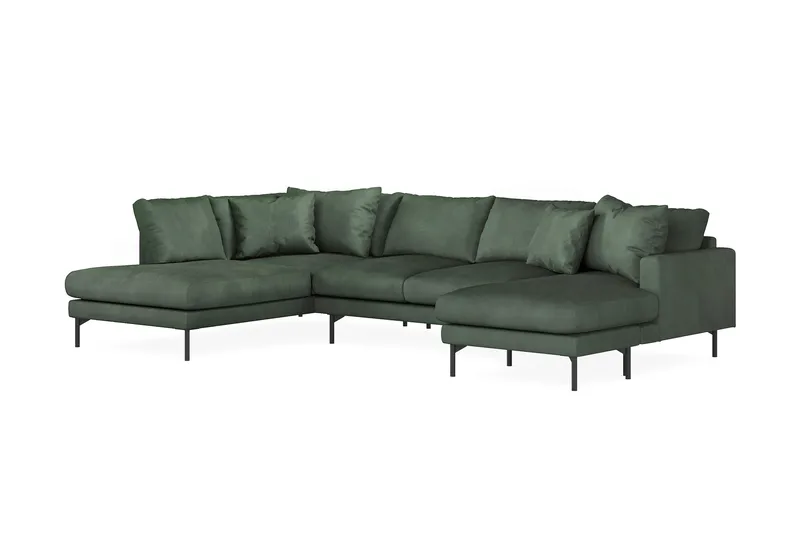 Menard 4-sits Vänstervänd Stor U-formad Djup Soffa med Divan och Schäslong i Manchester - Grön - Products - Möbler - Soffa - Divansoffa & schäslongsoffa - 4 sits soffa med divan