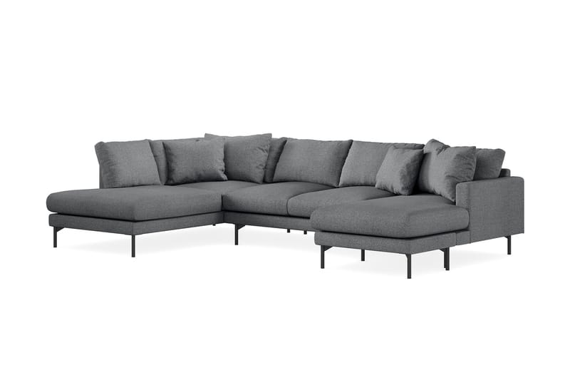 Menard 4-sits Vänstervänd Stor U-formad Djup Soffa med Divan och Schäslong i Tyg - Mörkgrå - Products - Möbler - Soffa - Divansoffa & schäslongsoffa - 4 sits soffa med divan