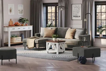 Menard Compact 3-sits Vänstervänd L-formad Divansoffa i Manchester - Grå - Products - Möbler - Soffa - Divansoffa & schäslongsoffa - 3 sits soffa med divan