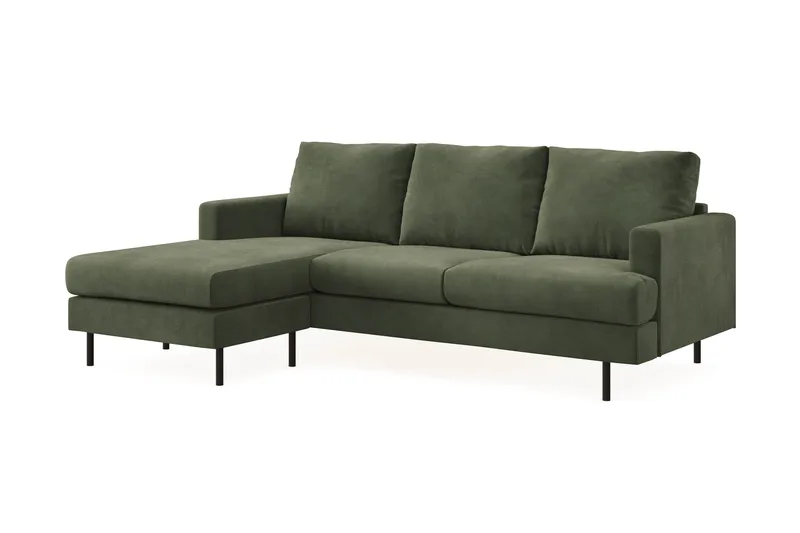 Menard Compact 3-sits Vänstervänd L-formad Divansoffa i Manchester - Grön - Products - Möbler - Soffa - Divansoffa & schäslongsoffa - 3 sits soffa med divan
