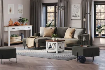 Menard Compact 3-sits Vänstervänd L-formad Divansoffa i Manchester - Mörkgrå - Products - Möbler - Soffa - Divansoffa & schäslongsoffa - 3 sits soffa med divan