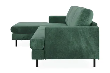 Menard Compact 3-sits Vänstervänd L-formad Divansoffa i Sammet - Mörkgrön - Products - Möbler - Soffa - Divansoffa & schäslongsoffa - 3 sits soffa med divan