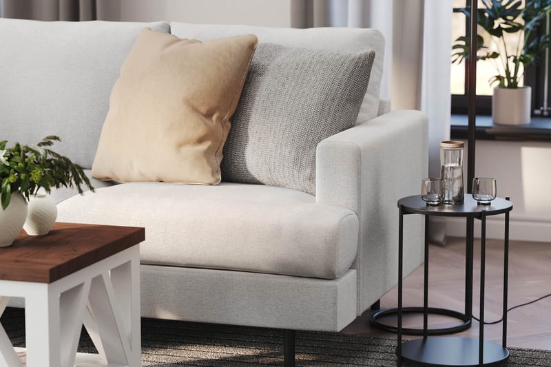 Menard Compact 3-sits Vänstervänd L-formad Divansoffa i Tyg - Ljusgrå - Products - Möbler - Soffa - Divansoffa & schäslongsoffa - 3 sits soffa med divan