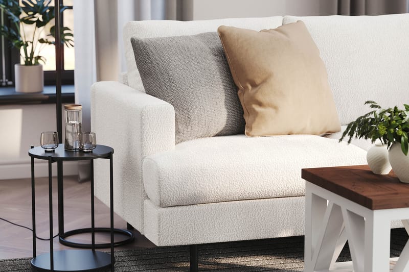 Menard Compact 4-sits Högervänd L-formad Schäslongsoffa i Bouclé - Vit - Products - Möbler - Soffa - Divansoffa & schäslongsoffa - 4 sits soffa med divan