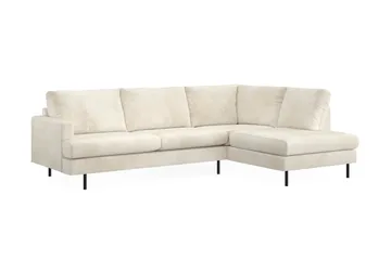 Menard Compact 4-sits Högervänd L-formad Schäslongsoffa i Sammet - Krämvit - Products - Möbler - Soffa - Divansoffa & schäslongsoffa - 4 sits soffa med divan