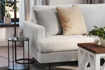 Menard Compact 4-sits Högervänd L-formad Schäslongsoffa i Tyg - Ljusgrå - Products - Möbler - Soffa - Divansoffa & schäslongsoffa - 4 sits soffa med divan