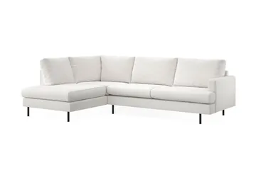 Menard Compact 4-sits Vänstervänd L-formad Schäslongsoffa i Bouclé - Vit - Products - Möbler - Soffa - Divansoffa & schäslongsoffa - 4 sits soffa med divan