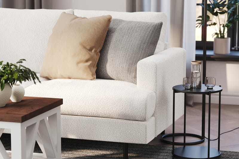 Menard Compact 4-sits Vänstervänd L-formad Schäslongsoffa i Bouclé - Vit - Products - Möbler - Soffa - Divansoffa & schäslongsoffa - 4 sits soffa med divan