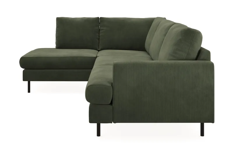 Menard Compact 4-sits Vänstervänd L-formad Schäslongsoffa i Manchester - Grön - Products - Möbler - Soffa - Divansoffa & schäslongsoffa - 4 sits soffa med divan