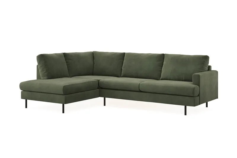 Menard Compact 4-sits Vänstervänd L-formad Schäslongsoffa i Manchester - Grön - Products - Möbler - Soffa - Divansoffa & schäslongsoffa - 4 sits soffa med divan