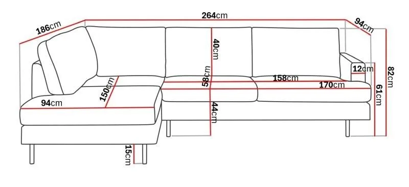 Menard Compact 4-sits Vänstervänd L-formad Schäslongsoffa i Manchester - Mörkgrå - Products - Möbler - Soffa - Divansoffa & schäslongsoffa - 4 sits soffa med divan