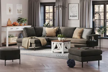 Menard Compact 4-sits Vänstervänd L-formad Schäslongsoffa i Manchester - Mörkgrå - Products - Möbler - Soffa - Divansoffa & schäslongsoffa - 4 sits soffa med divan