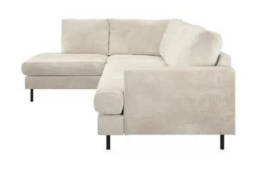 Menard Compact 4-sits Vänstervänd L-formad Schäslongsoffa i Sammet - Krämvit - Products - Möbler - Soffa - Divansoffa & schäslongsoffa - 4 sits soffa med divan