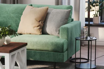 Menard Compact 4-sits Vänstervänd L-formad Schäslongsoffa i Sammet - Mörkgrön - Products - Möbler - Soffa - Divansoffa & schäslongsoffa - 4 sits soffa med divan