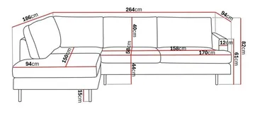 Menard Compact 4-sits Vänstervänd L-formad Schäslongsoffa i Tyg - Mörkgrå - Products - Möbler - Soffa - Divansoffa & schäslongsoffa - 4 sits soffa med divan