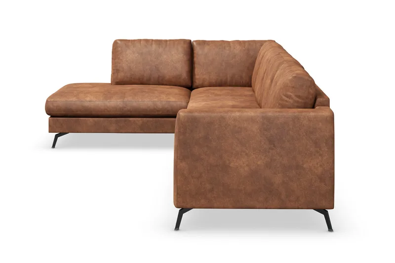 Ocean Lyx 4-sits Vänstervänd L-formad Schäslongsoffa i Konstläder - Brun - Products - Möbler - Soffa - Divansoffa & schäslongsoffa - 4 sits soffa med divan