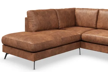 Ocean Lyx 4-sits Vänstervänd L-formad Schäslongsoffa i Konstläder - Brun - Products - Möbler - Soffa - Divansoffa & schäslongsoffa - 4 sits soffa med divan