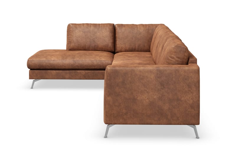 Ocean Lyx 4-sits Vänstervänd L-formad Schäslongsoffa i Konstläder - Brun - Products - Möbler - Soffa - Divansoffa & schäslongsoffa - 4 sits soffa med divan