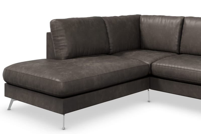 Ocean Lyx 4-sits Vänstervänd L-formad Schäslongsoffa i Konstläder - Mörkgrå - Products - Möbler - Soffa - Divansoffa & schäslongsoffa - 4 sits soffa med divan
