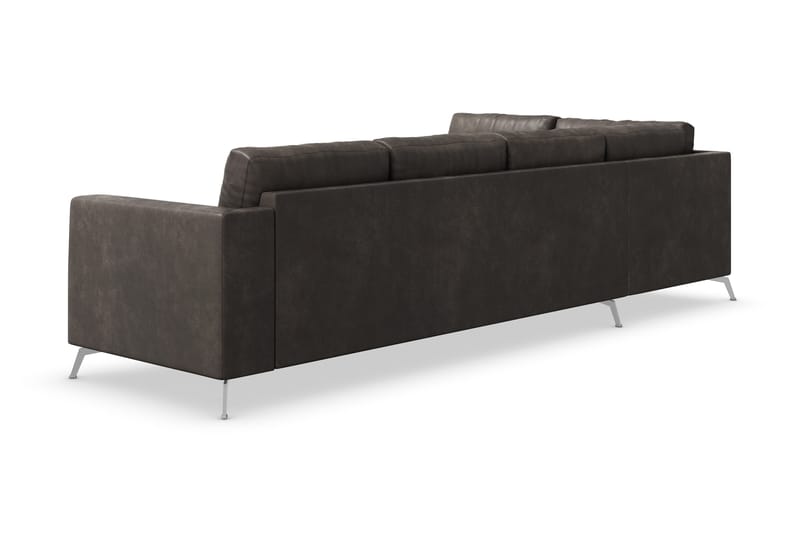 Ocean Lyx 4-sits Vänstervänd L-formad Schäslongsoffa i Konstläder - Mörkgrå - Products - Möbler - Soffa - Divansoffa & schäslongsoffa - 4 sits soffa med divan