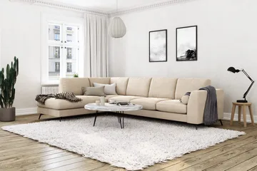 Ocean Lyx 4-sits Vänstervänd L-formad Schäslongsoffa i Sammet - Beige - Products - Möbler - Soffa - Divansoffa & schäslongsoffa - 4 sits soffa med divan