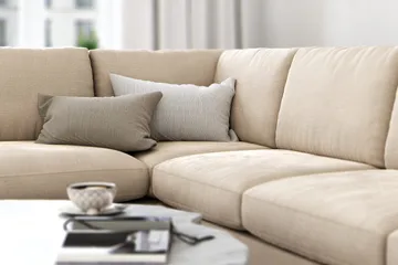 Ocean Lyx 4-sits Vänstervänd L-formad Schäslongsoffa i Sammet - Beige - Products - Möbler - Soffa - Divansoffa & schäslongsoffa - 4 sits soffa med divan