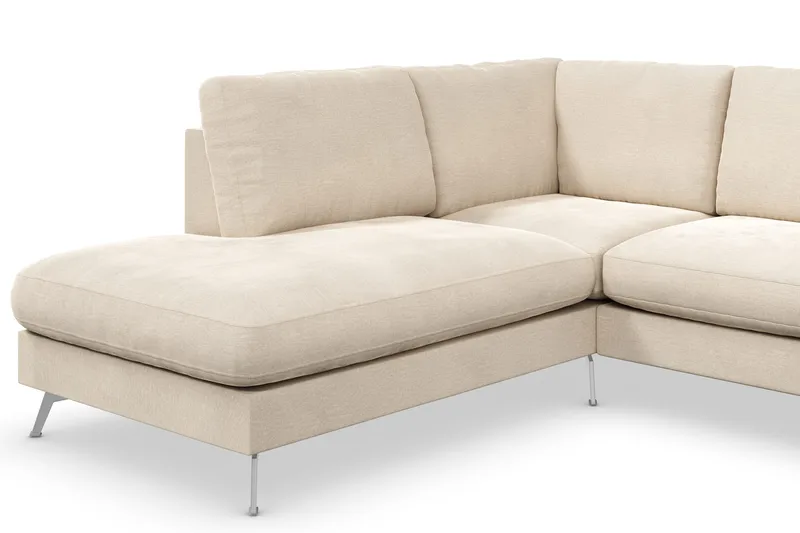 Ocean Lyx 4-sits Vänstervänd L-formad Schäslongsoffa i Sammet - Beige - Products - Möbler - Soffa - Divansoffa & schäslongsoffa - 4 sits soffa med divan