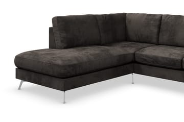 Ocean Lyx 4-sits Vänstervänd L-formad Schäslongsoffa i Sammet - Mörkgrå - Products - Möbler - Soffa - Divansoffa & schäslongsoffa - 4 sits soffa med divan