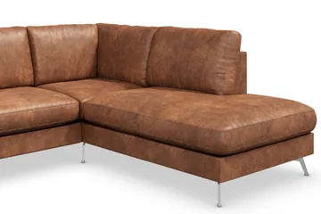 Ocean Lyx 5-sits Högervänd L-formad Schäslongsoffa i Konstläder - Brun - Products - Möbler - Soffa - Divansoffa & schäslongsoffa - 4 sits soffa med divan