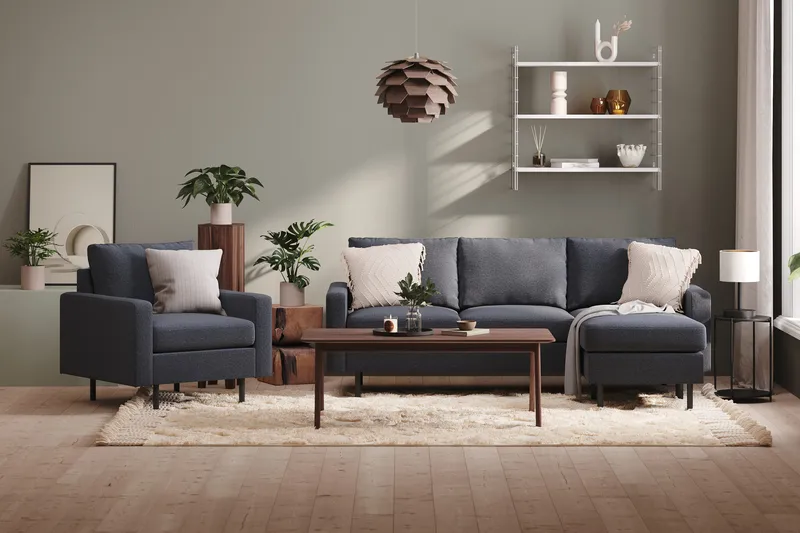 Peppe 3-sits Vändbar L-formad Divansoffa i Tyg - Mörkgrå - Products - Möbler - Soffa - Divansoffa & schäslongsoffa - 3 sits soffa med divan