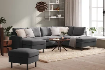 Peppe 4-sits Högervänd U-formad Soffa med Divan och Schäslong i Tyg - Ljusgrå - Products - Möbler - Soffa - Divansoffa & schäslongsoffa - 4 sits soffa med divan