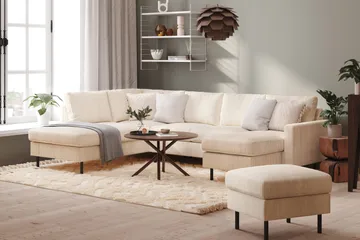 Peppe 4-sits Vänstervänd U-formad Soffa med Divan och Schäslong i Manchester - Beige - Products - Möbler - Soffa - Divansoffa & schäslongsoffa - 4 sits soffa med divan