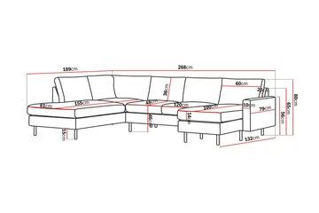 Peppe 4-sits Vänstervänd U-formad Soffa med Divan och Schäslong i Manchester - Rosa - Products - Möbler - Soffa - Divansoffa & schäslongsoffa - 4 sits soffa med divan