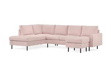 Peppe 4-sits Vänstervänd U-formad Soffa med Divan och Schäslong i Manchester - Rosa - Products - Möbler - Soffa - Divansoffa & schäslongsoffa - 4 sits soffa med divan