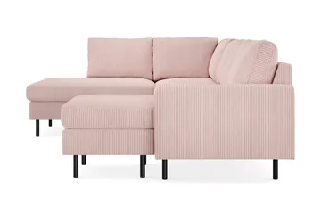 Peppe 4-sits Vänstervänd U-formad Soffa med Divan och Schäslong i Manchester - Rosa - Products - Möbler - Soffa - Divansoffa & schäslongsoffa - 4 sits soffa med divan