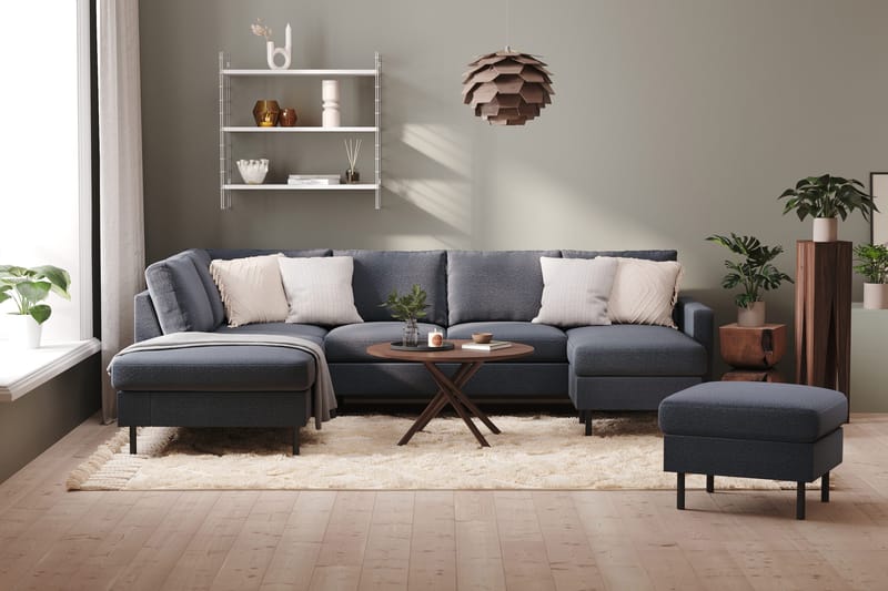 Peppe 4-sits Vänstervänd U-formad Soffa med Divan och Schäslong i Tyg - Mörkgrå - Products - Möbler - Soffa - Divansoffa & schäslongsoffa - 4 sits soffa med divan