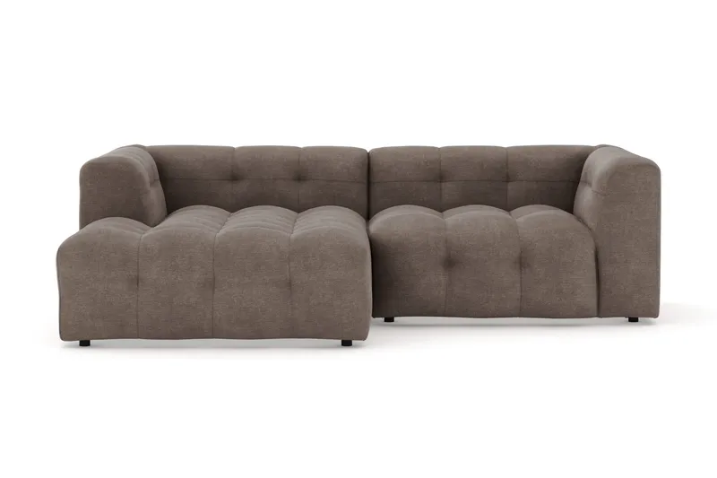 Puffy 3-sits bubblig soffa med divan vänster - Brun - Products - Möbler - Soffa - Bäddsoffa - Bäddsoffa divan