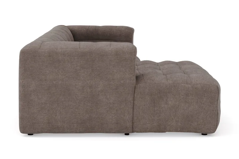 Puffy 3-sits bubblig soffa med divan vänster - Brun - Products - Möbler - Soffa - Bäddsoffa - Bäddsoffa divan