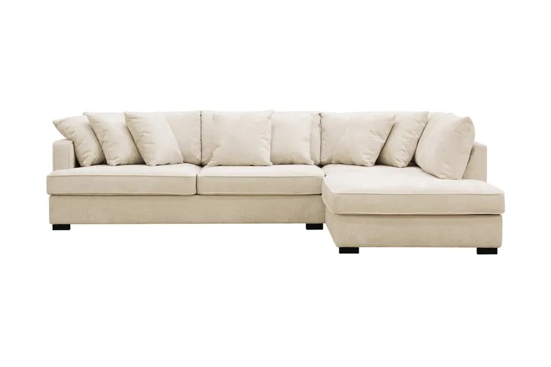 Rossita 4-sits Högervänd L-formad Djup Schäslongsoffa i Chenille - Beige - Products - Möbler - Soffa - Divansoffa & schäslongsoffa - 4 sits soffa med divan