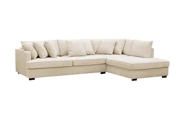 Rossita 4-sits Högervänd L-formad Djup Schäslongsoffa i Chenille - Beige - Products - Möbler - Soffa - Divansoffa & schäslongsoffa - 4 sits soffa med divan