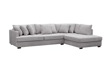 Rossita 4-sits Högervänd L-formad Djup Schäslongsoffa i Chenille - Grå - Products - Möbler - Soffa - Divansoffa & schäslongsoffa - 4 sits soffa med divan