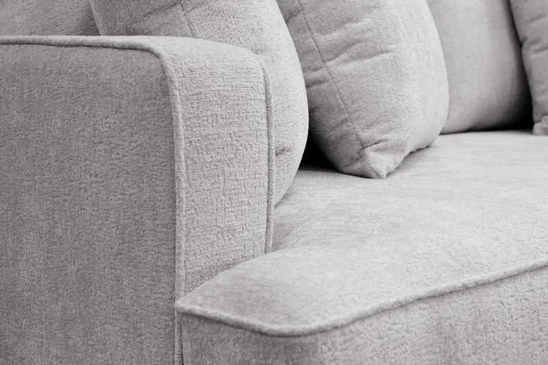 Rossita 4-sits Högervänd L-formad Djup Schäslongsoffa i Chenille - Grå - Products - Möbler - Soffa - Divansoffa & schäslongsoffa - 4 sits soffa med divan