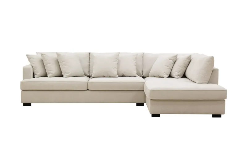 Rossita 4-sits Högervänd L-formad Djup Schäslongsoffa i Tyg - Beige - Products - Möbler - Soffa - Divansoffa & schäslongsoffa - 4 sits soffa med divan