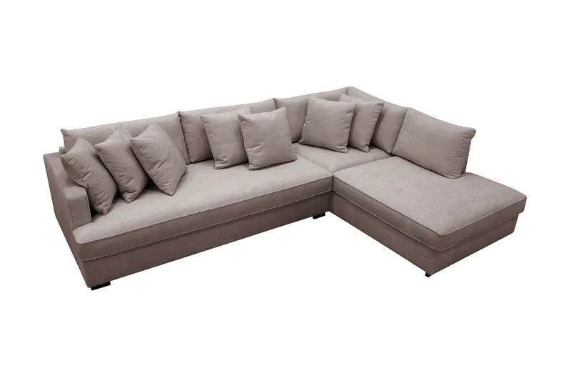Rossita 4-sits Högervänd L-formad Djup Schäslongsoffa med Hel dyna i Chenille - Grå / Brun - Products - Möbler - Soffa - Divansoffa & schäslongsoffa - 4 sits soffa med divan