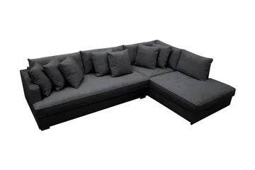 Rossita 4-sits Högervänd L-formad Djup Schäslongsoffa med Hel dyna i Chenille - Svart - Products - Möbler - Soffa - Divansoffa & schäslongsoffa - 4 sits soffa med divan